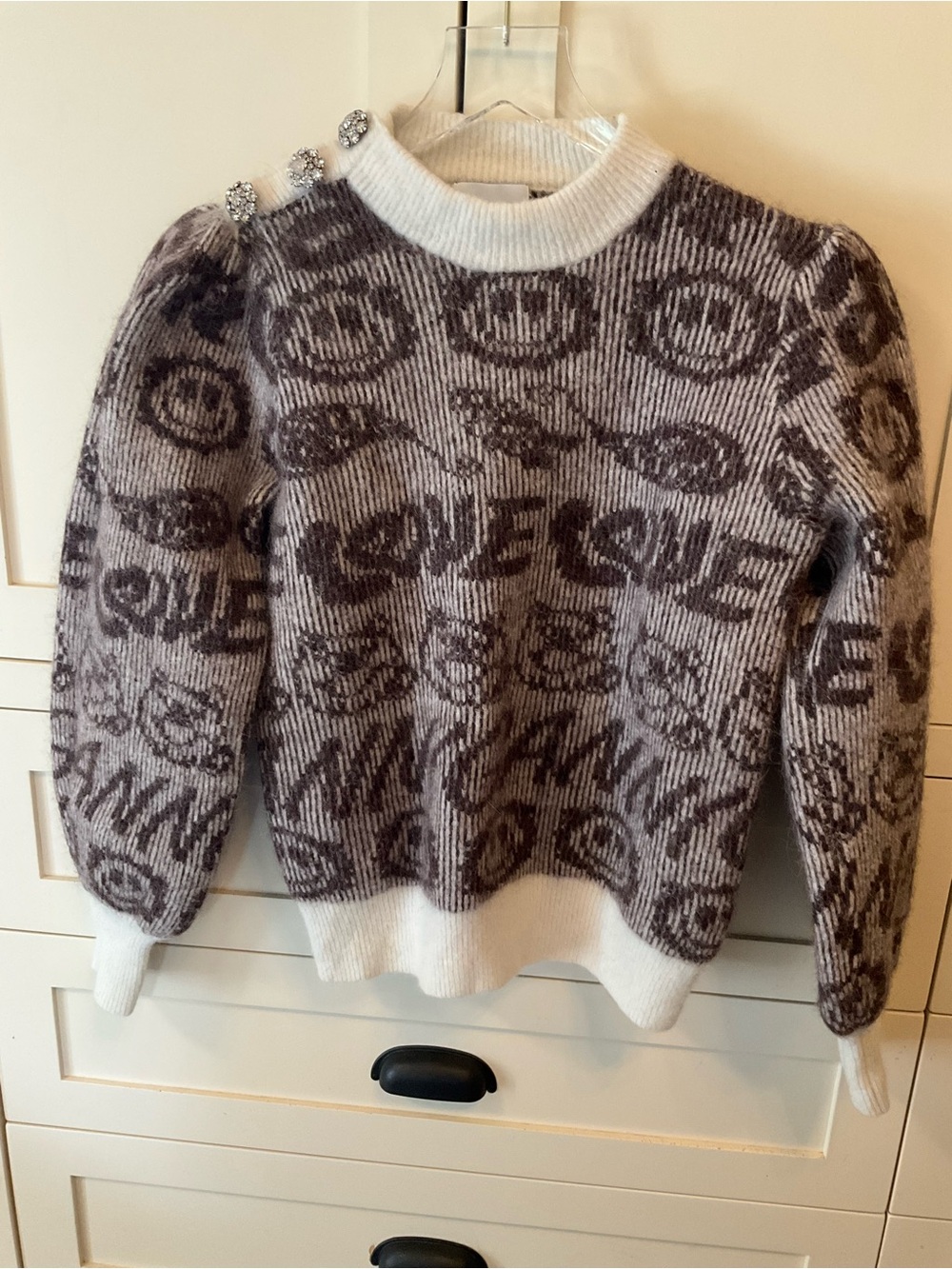 GANNI Smiley Alpaca Blend Balloon Sleeve Pullover